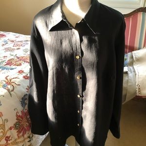 Ralph Lauren 2x black linen blouse NWOT